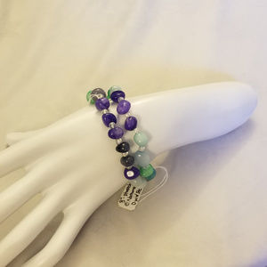 TWO Stretchy Natural (Dyed) Stone Bracelets